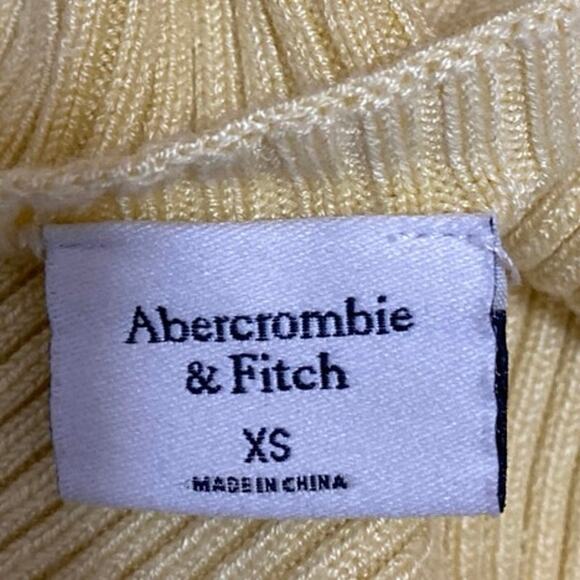 Abercrombie & Fitch Yellow Ribbed Knit Sleeveless Cami Camisole Tank Crop Top XS - Picture 3 of 4